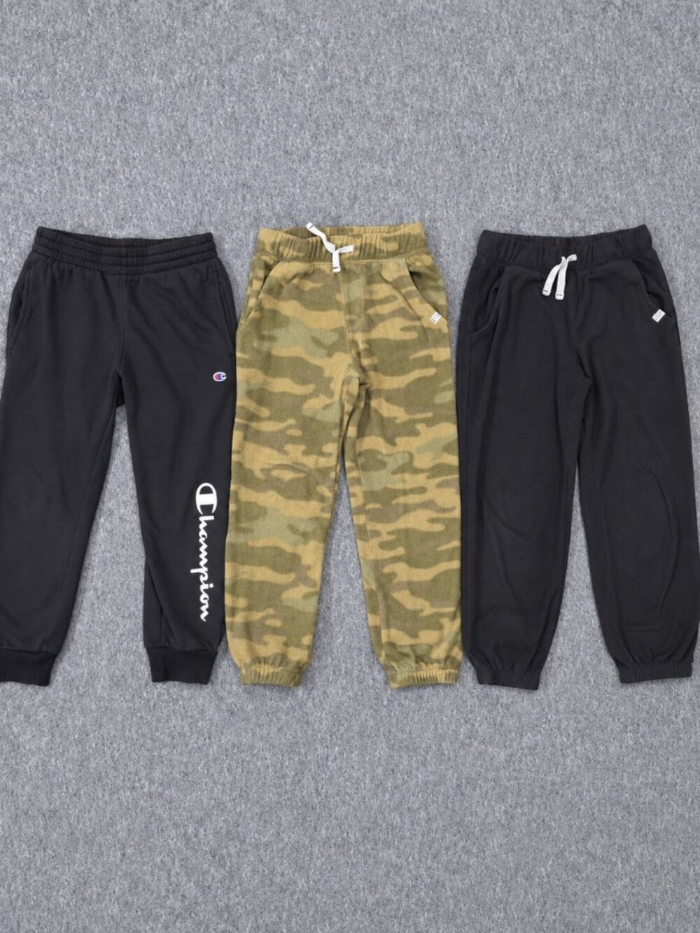 Boys Size 6 6/7 Fleece Jogger Pants Lot 3 Champion Carter's Camo Black